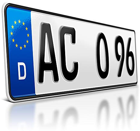 schildEVO 1 Kfz Kennzeichen | 410 x 110 mm | DIN-Zertifiziert – individuelles EU Wunschkennzeichen | PKW Nummernschild | kurzes Autokennzeichen | Auto-Schild | Fahrradträger & Anhänger | DHL-Versand
