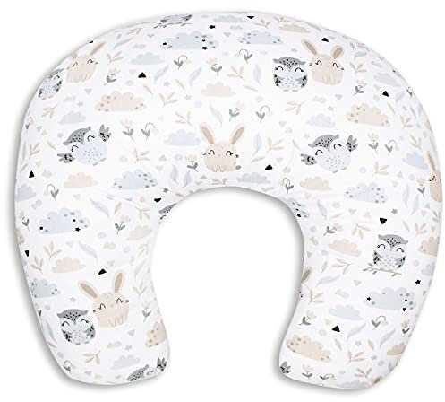 PALULLI Cojín de lactancia con funda de algodón 100%, extraíble, multifuncional, para bebés y madres (OWLS)