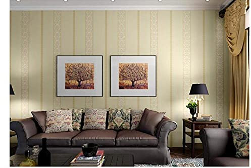 ZZDXL Tapeten Hellgelbe Vertikale Streifen Tapete Vliestapete 10 M X 0,53 M,3D Tapete Für Schlafzimmer Wohnzimmer Oder Küche,Modern Klassisch Elegance Tapete Kinderzimmer,Wandtapete Jungen Mädchen