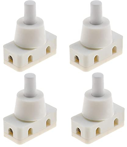 ECSiNG 4 x Ein-/Aus-Schalter, Druckschalter, Unterputz, mit Kabel und Schraubkappe, 220 V ~ 60 Hz, 10 A, für Schreibtischlampe, Luftkühler, Montage-Durchmesser, Kunststoff, Weiß