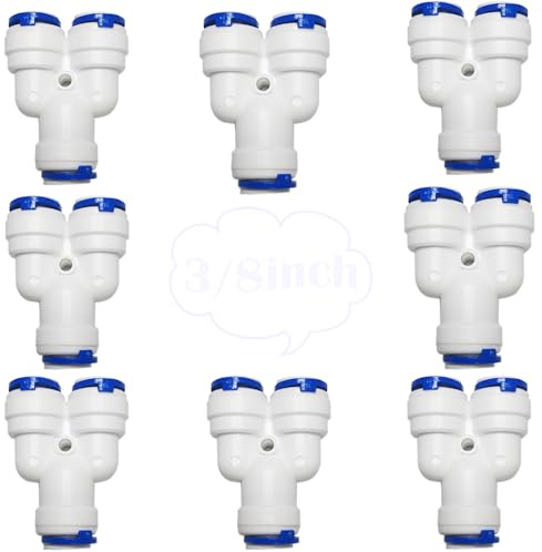 CESFONJER RO Wasserfilter Fitting, Y Typ 3/8 Push-fit gerade Stecker, 9.5mm (3/8) Pushfit gerade Stecker für Wasserrohr, drücken, Kühlschrankschlauch (8 Pcs)