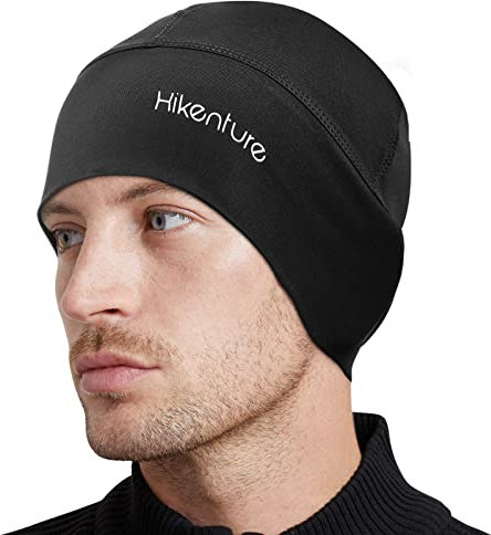 HIKENTURE Laufmütze Herren Damen, Sportmütze Fahrradmütze Atmungsaktiv, Lauf Sport Jogging Running Mütze, Fahrrad Mütze unter Helm, Unterziehmütze Helm, Unterhelmmütze, Funktionsmütze -A1-Black