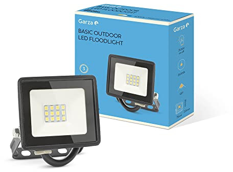 Garza - Projecteur LED extérieur Basic 10W, 860 lumens, lumière neutre 4000K, IP65, petit et léger, angle de 120°, installation murale ou au plafond, résistant à la pluie et à la poussière