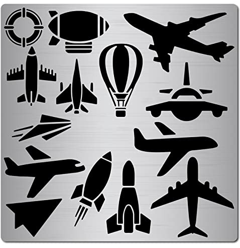 GORGECRAFT 6.3 Zoll Metall Air Transport Schablone Cartoon Flugzeug Vorlage Edelstahl Blumenmalerei Wiederverwendbare Vorlagen Journal Werkzeug Zum Malen, Holzverbrennung, Brandmalerei Und Gravur