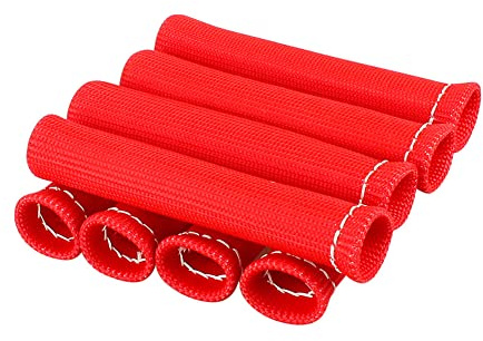 8 Stück Zündkerzen Hitzeschutz, 16cm Zündkerzenkabel Manschette 1200 Grad Hochleistung Hitzeschutz Universal Zündkerzenkabelhülse Hitzeschutzabdeckung aus Geflochte Glasfaser Zündkerze Schutzkappen