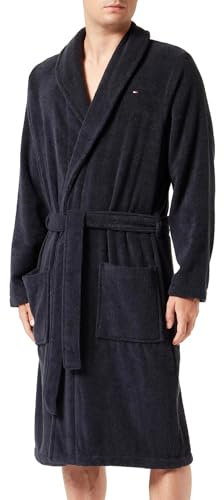 Tommy Hilfiger Herren Bademantel Baumwolle, Blau (Desert Sky), L