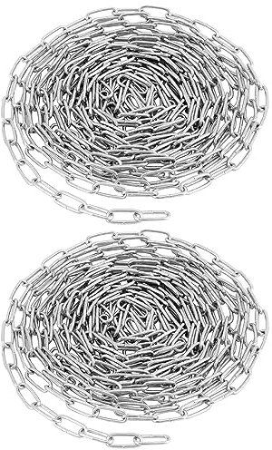 QWORK® 2 Pack Galvanized Steel Chain - Ø 2 mm - 5 m - for Clothsline Garage Fence Bicycle Security Lock Dog Lead DIY Decoration