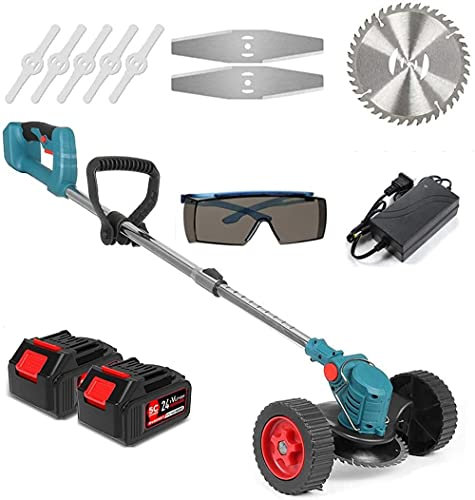 RALIRA Tagliaerba a Batteria Edger 24V Tagliaerba Elettrico Leggero con Lama di Ricambio Manico telescopico e Accessori per Ruote del Carrello