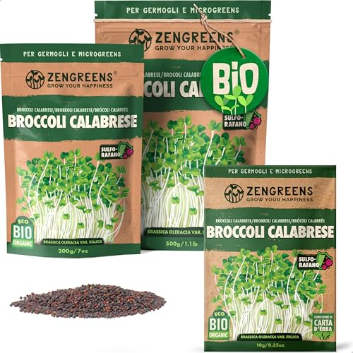 ZenGreens® - Graines de brocoli calabrese bio - Choisissez entre 10g, 200g et 500g - Graines de brocoli calabrese avec un taux de germination supérieur à 97% - Microgreens