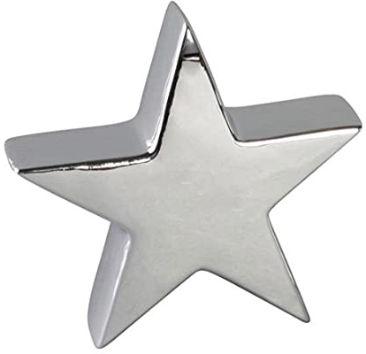 dekorativer stimmungsvoller Kleiner Deko-Stern Keramikstern dreidimensional Silber glänzend in verschiedenen Größen (groß)