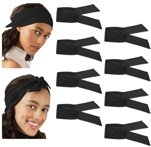 MININUSI 8 Stück Stirnband, Haarband Damen, Elastische Kopfband, Feuchtigkeitsableitendes Stirnbänder, Haarbänder, Haarreifen, Kopftuch Haar Accessoires, Haarreife für Mädchen Sport Stoffstirnband