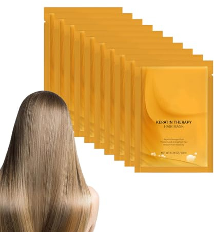 10 Stück Keratin-Haarmaske Tiefen-Conditioner Keratin-Haarbehandlungsmaske Sofort glatte, glänzende, tief nährende Haarmaske für trockenes, beschädigtes, krauses und farbbehandeltes Haar