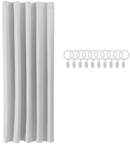 JEMIDI Cortinas Termicas - Cortinas Opacas Termicas Blancas de Protección para el Frío 140 x 240 cm - Forro Termico para Cortinas con Ganchos - Anillos 2,5 cm diámetro - Blanco