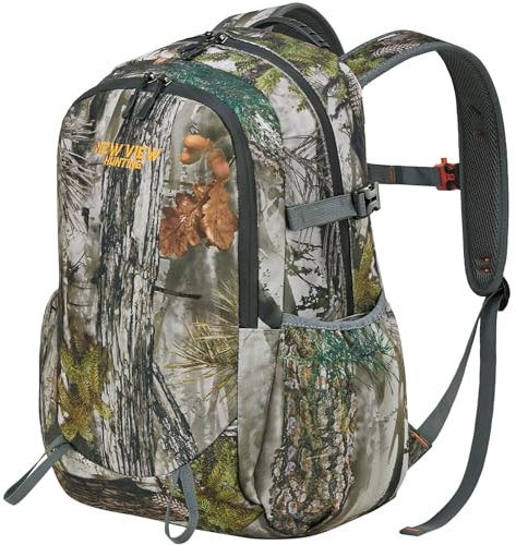 NewView 30L Kinder Camo Jagd Rucksack für Teenager, leichtes wasserdichtes Tagespack, große Kapazität mit 11 Taschen, ideal für Vogelbeobachtung, Reisen, Wandern, Camping