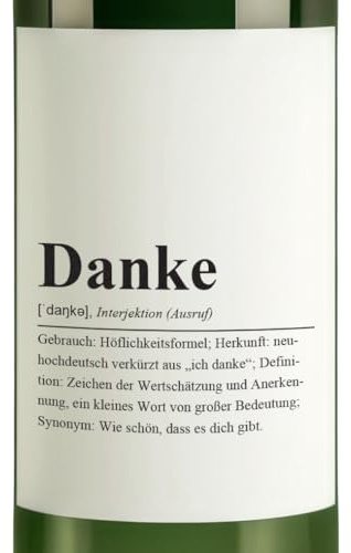 Friendly Fox 2 Stück Danke Flaschenetiketten, DIN A6 Aufkleber Danke Definition, 2x selbstklebende Flaschen Etiketten für zB Weinflaschen