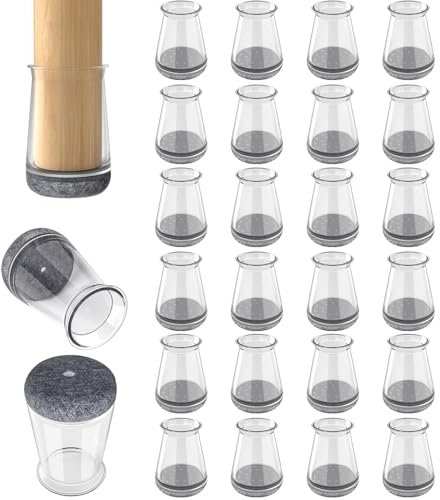 24 Pcs Chair Leg Floor Protectors Furniture Pads Floor Protectors Furniture Sliders for Protecting Hardwood/Tile/Laminate Floors from Scratches and Noise Round X-small (Fit:13-23mm)