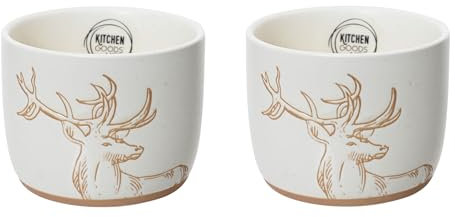 Kaemingk Servierschalen 9x7cm Keramik mit Hirsch Motiv 2er Set - Schalen für Tapas Antipasti Fingerfood - Snackschalen Dipschalen - Serviergeschirr Schälchen Dipschälchen