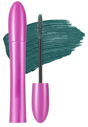 GL-Turelifes Colorido rímel de fibra colorida, con encanto, pincel grueso, rizado, máscara de pestañas largas y gruesas, impermeable y resistente a las manchas (#6 verde oscuro, unidades)