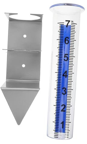 TOYANDONA Garden Rain Gauge with Replacement Plastic Tube Bracket Mounted Rainfall Measuring Device for Outdoor Use Farm Patio Deck Railing Accurate Rainwater Capacity Meter