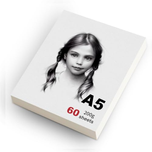 msymsyu 60 Blätter Zeichenpapier A5 200g Skizzenpapier 21x15cm | Baumwolle Lose Sketchbook Malpapier für Malen Kalligraphie üben DIY machen für Zeichenbegeisterte Illustratoren und Studenten