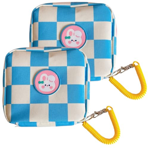 SAFIGLE Bolsa para Compresas Menstruales Portátil de Pu Diseño de Dibujos Animados, 2 Piezas, Adecuado para Mujeres y Niñas en Viajes o Escuela