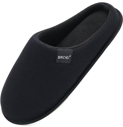 ONCAI Pantoufles Femme Dessus en Motif Waffle de Shake Polaire de Fausse Fourrure 2026 Hiver Chaussons Mousse à Mémoire Coussinée Semelle Antidérapante en Caoutchouc Noir Taille 41