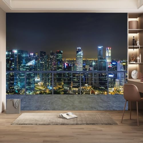 Fotomurales Decorativos Pared NuEVA York 300x210 cm Papel Pintado Tejido No Tejido Neón de La Ciudad Fotomural 3D Mural Paredes Papel Tapiz Decoración Salón o Dormitorio a-2412