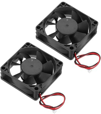 sourcing map 2 Pcs DC12V Brushless Cooling Fan DC12V 0.24A 70x70x25mm 2Pin 2Wire High Speed Quiet for 3D Printer Computer Case Video Equipment DIY Ventilation Project 1500-2200RPM