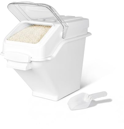 Hakka Rice Dispenser 24L, Commercial Ingredient Bin Flour Food Storage Containers with Scoop Grain Storage Box for Dogs Food, Cereal, Beans, Restaurant, Kitchen