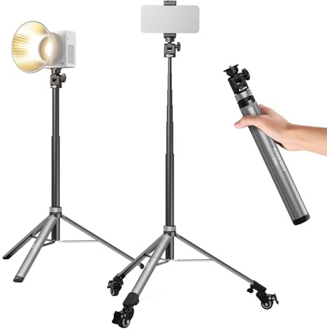 NEEWER Basics Trépied Light Stand avec Vis 1/4 et Support Téléphone, Tripod Réglable en Alliage d'Aluminium avec Roulette Amovible pour éclairage Photo Vidéo, DSLR, Caméra d'action, Webcam, ST012