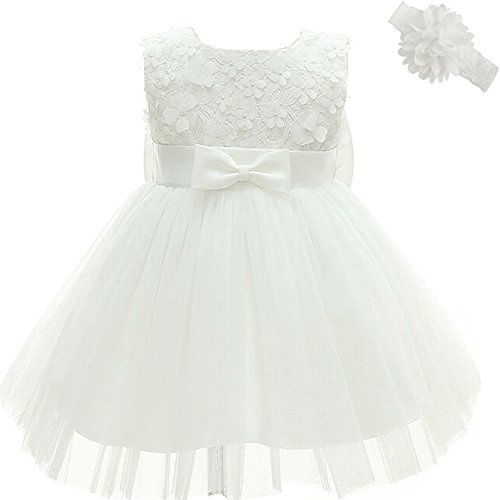 AHAHA Abiti da Battesimo Neonato Vestito da Cerimonia Nuziale del Ricamo del Merletto della Principessa di Nozze Compleanno Battesimo Abito per Neonata