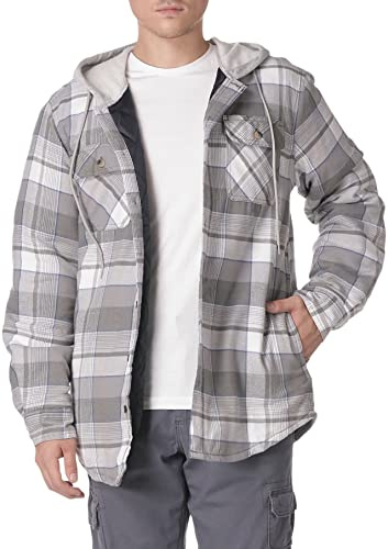 Wrangler Authentics gesteppte und gefütterte Herren-Langarm-Flanellhemdjacke mit Kapuze