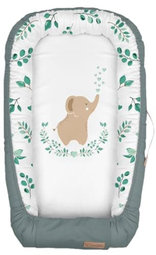 Albero Mio Multifunktionale Kuschelnest Babynest Kokon für Babys und Säugling | 60cm x 45cm | Alter: 0-7 Monate | 100% Baumwollsatin | Größenverstellbar | Atmungsaktives Material | Savanne