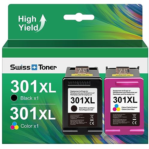 swiss toner 301XL 301 XL Patronen Kompatibel für HP 301 Druckerpatronen Multipack Schwarz und Farbe für HP Envy 4500 5530 Deskjet 3050 2540 2050 Officejet 2620 4630 (2-Pack)