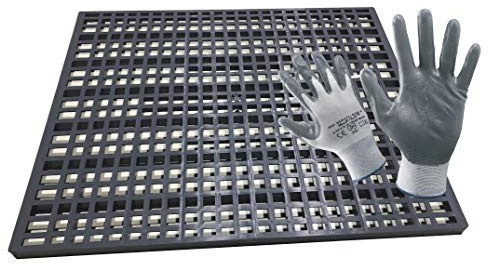 Montidistribuzione Conigli Fondo Posatoio Monoblocco in PVC per Gabbie Conigliere. Kit da 2 Pezzi. Omaggio Guanti da Lavoro in NBR. Cm 45,6 x 54,3 x H 1,9