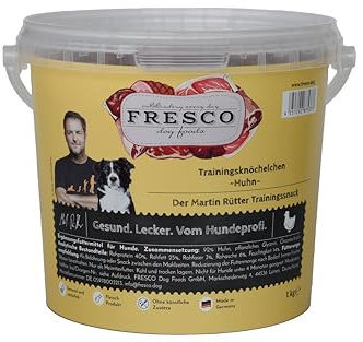 FRESCO Dog Martin Rütter Trainingsknöchelchen Huhn 1kg | getreidefreie & zuckerfreie Hundeleckerlies| 100% frische & natürliche Zutaten | für Belohnung, Training und als Snack