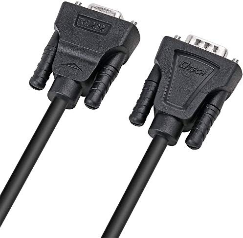 DTECH DB9 RS232 Serielles Kabel Stecker Buchse Verlängerung Null modem | Kreuz TX RX Leitung für Datenkommunikation (5 m, schwarz)