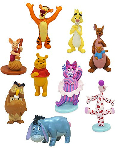 Disney Store Winnie Puuh Deluxe-Figur, 9-teiliges Spielset, Winnie Puuh, mit 9 geformten Kunststoff-Figuren, geeignet für Kinder ab 3 Jahren
