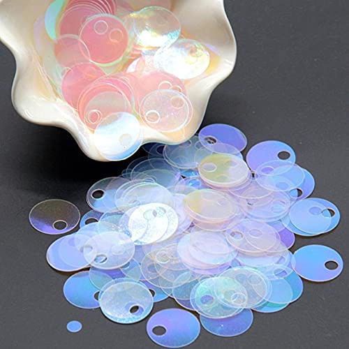 LIUXIN AB Transparenta paljetter 20 mm stor rund lös paljett med stort hål PVC platta paljetter bröllopsdekor hantverk plagg tillbehör 10 g