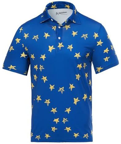 Royal & Awesome Eurostar European Flag Golf Polo Shirts for Men