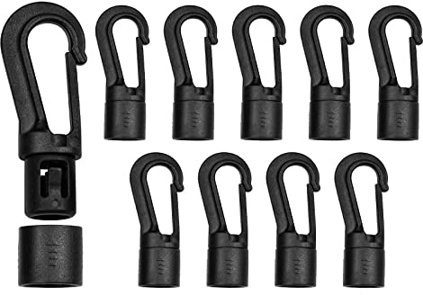 LUCKYKODOR 10 Stücke Kunststoffhaken Ø 8 mm Plastikhaken für Gummiseil Seilhaken Karabinerhaken für Spannseil Expander Gummiseil Planen Kordel
