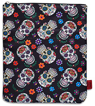 Sugar Skull Buchhülle, Dia De Los Muertos Totenkopf, Geschenke Tag der Toten, Buchhüllen für Taschenbücher, Buchhüllen mit Reißverschluss-Schutz, 27,9 x 21,6 cm