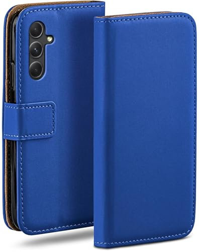 moex Book Case für Samsung Galaxy A54 5G Handyhülle mit Kartenfach, Hülle klappbar 360 Grad Schutzhülle, Klapphülle Flip Case Cover, PU Leder Handytasche Lederhülle, Blau