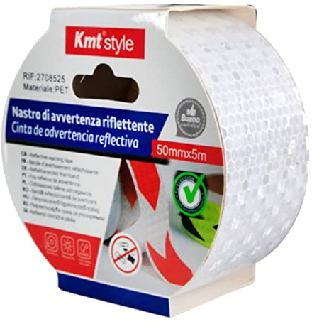 A2ZWORLD Cinta adhesiva reflectante, 50 mm x 5 m, cinta reflectante adhesiva, cinta de señalización de alta visibilidad, para coche, moto, bicicleta (blanco)