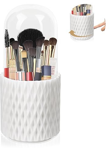 VFANDV Make Up Organizer, 360°Kosmetik Organizer Lidschattenpinsel Lippenstiftetui Schminktisch Organizer 5 Fächer Schminktisch Zubehör Pinsel Aufbewahrung mit Deckel (1)