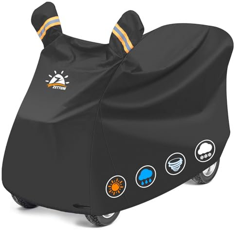 Zettum Abdeckung für Mobilitäts-Scooter, 121 cm, 600D PU-Roller-Regenschutz, robust und wasserdicht, Outdoor-Elektro-Scooter-Abdeckungen, Zubehör, universelle Passform für die meisten Elektro-Scooter