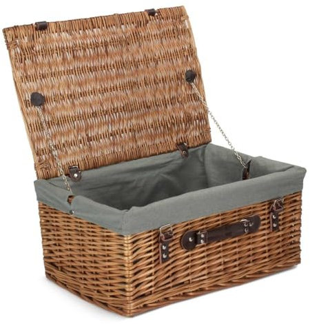 51 cm doppelt gedämpfter Picknickkorb mit grauem Futter