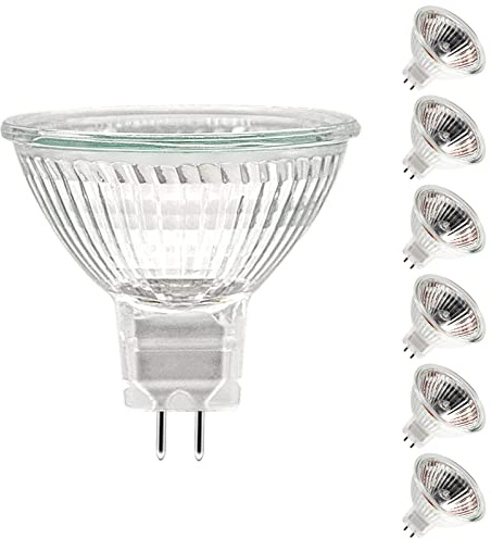 ETUOLMP MR16 Halogen Bulbs 12V 20W, Durable 6 Packs High Output Halogen Light Bulbs 2 pin GU5.3 Base for Landscape Lights, Track Lights, Ceiling Lights, Desk Lamps, Dimmable, 2700K Warm White