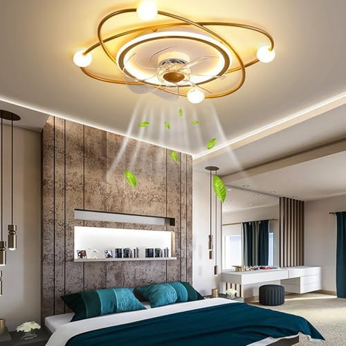 JOJOM Ceiling Lamp LED Ceiling Fan Creative Dimmable Modern Golden Rectangle Ceiling Lamp Living Room Bedroom Office Metal Acrylic Lamp,3000K-6500K With Remote Control (Size : Gold)