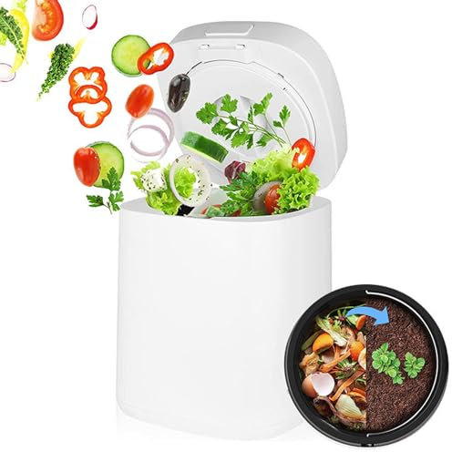 Qiang 500W Electrodomésticos Silenciosos E Inodoros para Eliminación De Residuos De Alimentos 2,5L Compostador De Alimentos De Interior,Cubo Basura Sin Olor Autolimpiador,White